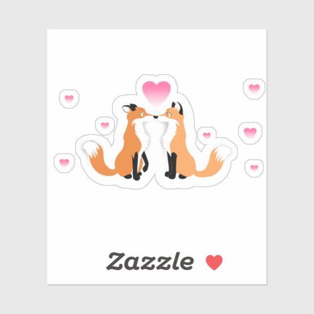 Sticker Rendez-vous au renard de la Saint-Valentin (Feuille)