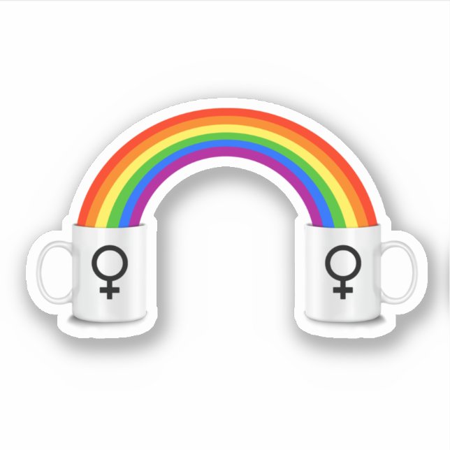 Sticker Rendez-vous café arc-en-ciel lesbien (Devant)