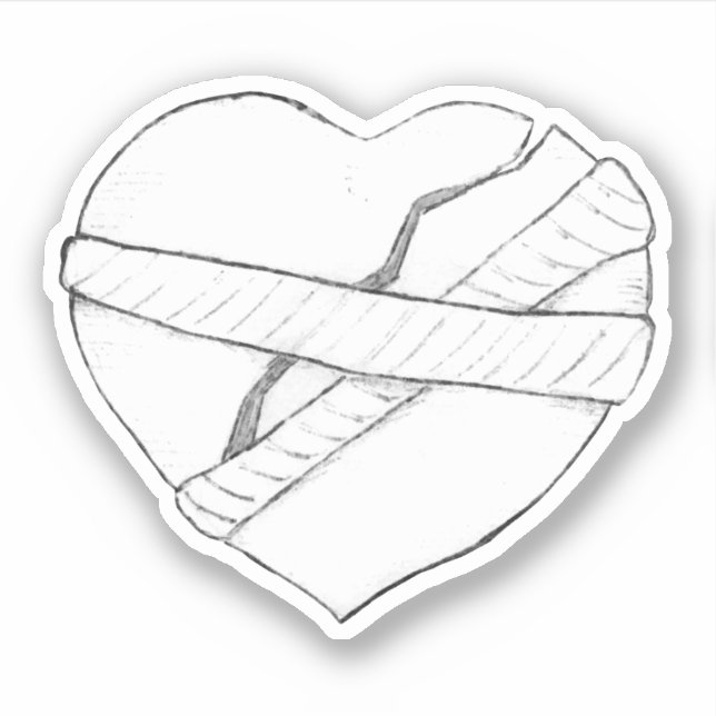 Sticker Réparation d'un cœur brisé - Esquisse (Devant)
