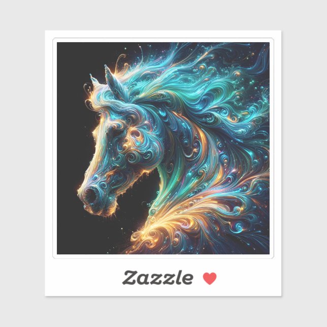 Sticker Représentation abstraite colorée d'un cheval graci (Feuille)