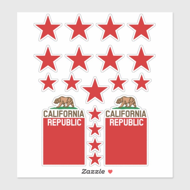 Sticker RÉPUBLIQUE DE CALIFORNIE Drapeau d'État Red Star D (Feuille)