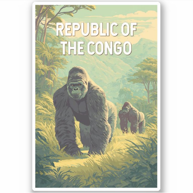 Sticker République du Congo Illustration Voyage Art (Devant)