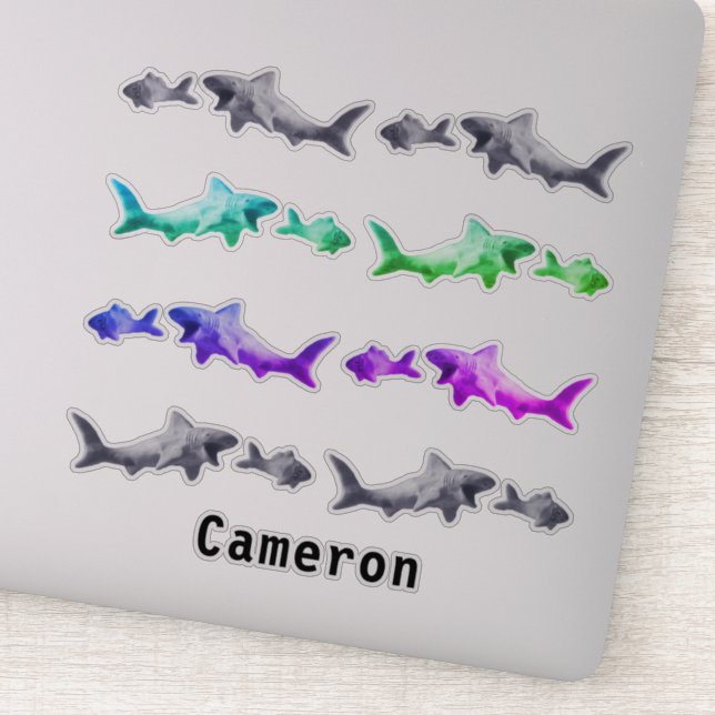 Sticker Requin après plus petit Motif d'argile de poisson  (Détail)