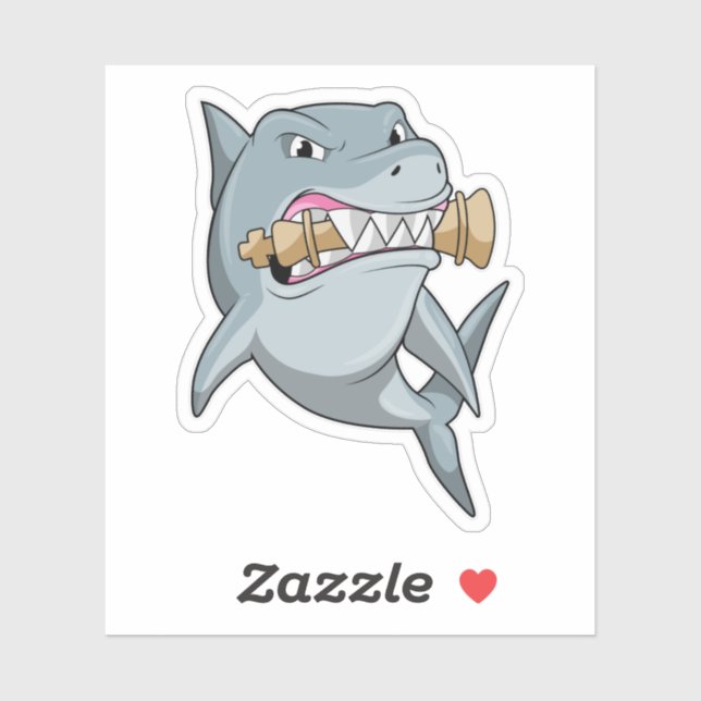Sticker Requin aux échecs avec pièce d'échecs King (Feuille)