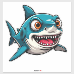 Sticker Requin de dessin animé souriant nageant sous l'eau