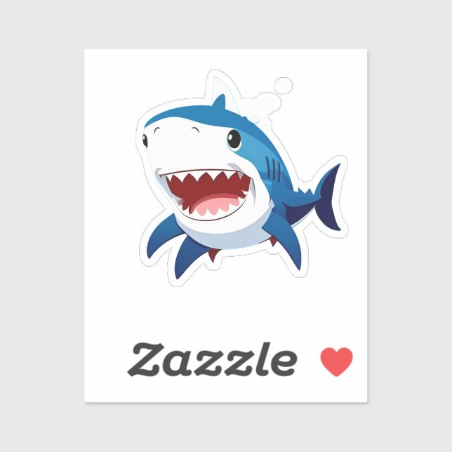 Sticker Requin de Dessin Animé Sous l'Océan à la Nage Pour (Feuille)