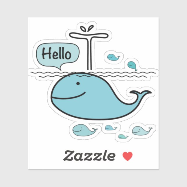 Sticker requin dit bonjour (Feuille)