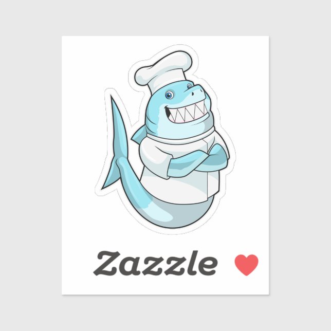 Sticker Requin en chef avec un tablier de cuisine (Feuille)