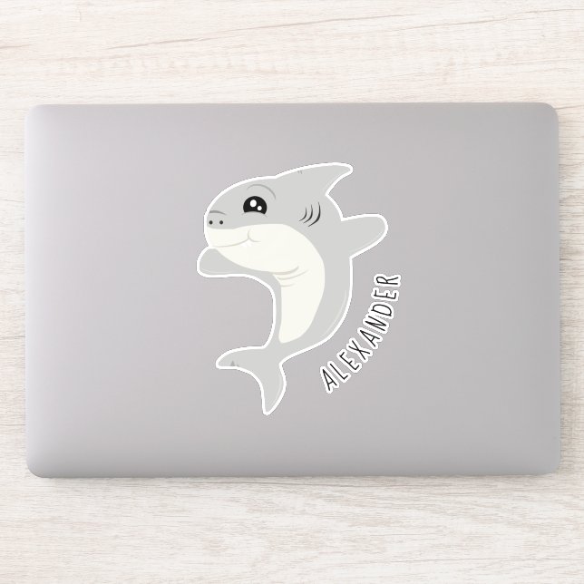 Sticker Requin gris mignon (Ordinateur)
