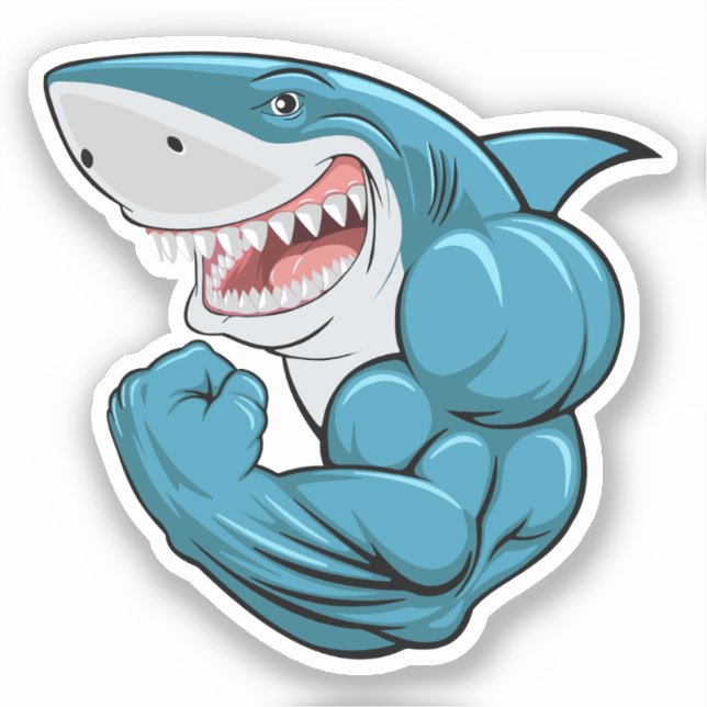 Sticker Requin musculaire fort (Recto)