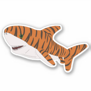 Sticker Requin tigre caricaturé mignon
