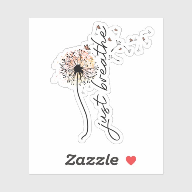 Sticker Respirer le Dandelion auto-soin Inspiration Yoga (Feuille)