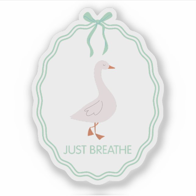 Sticker Respirer tout simplement Cadre de ruban vert d'oie (Devant)