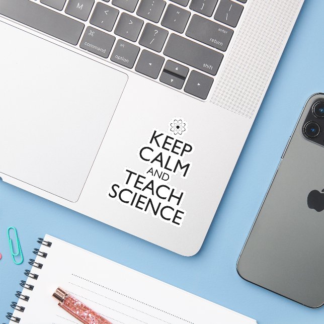 Sticker Restez Calme Et Apprenez La Science (Ordinateur portable avec iPhone)