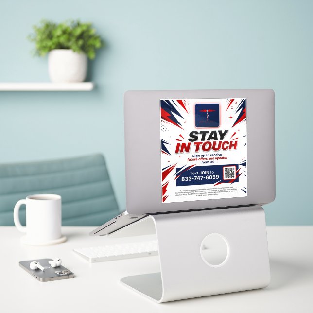 Sticker Restez en contact (Ordinateur portable sur le bureau)