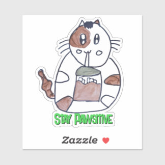 Sticker Restez Pawsitive Funny Cat Cartoon Carnet d'ordina