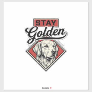 Sticker Restez Retriever doré Chien Vintage Vector Design_
