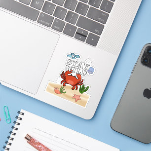 Sticker Restez Sauvage Océan Sous La Mer Crabe
