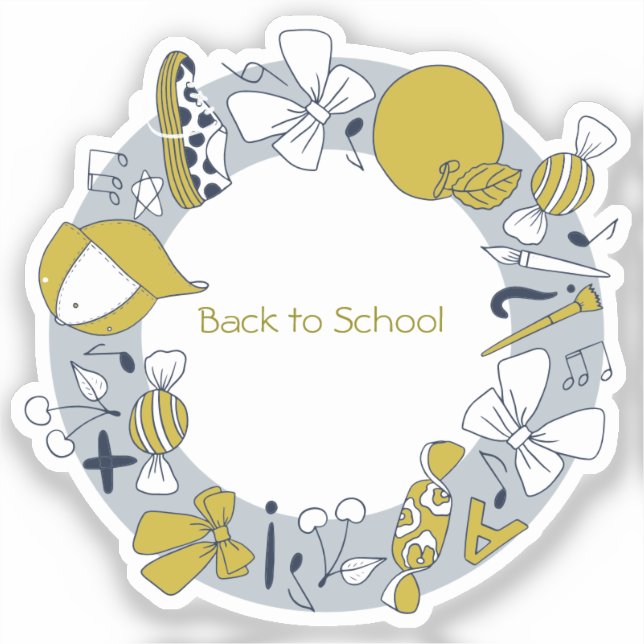 Sticker Retour à l'école avec des petites choses adorables (Recto)