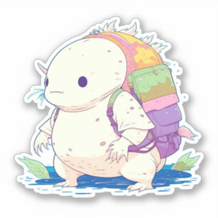 Sticker Retour à l'école Axolotl Kawaii Dessin