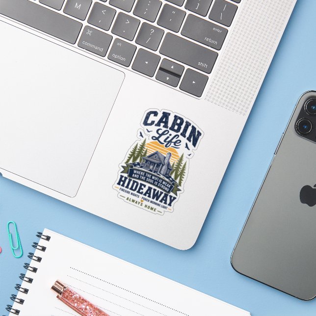 Sticker Retraite de la vie en cabine  (Ordinateur portable avec iPhone)