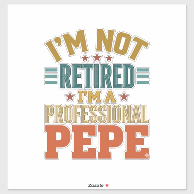 Sticker Retraite Professionnelle Pepe Typographie Vintage  (Feuille)