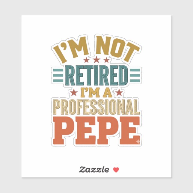 Sticker Retraite Professionnelle Pepe Typographie Vintage  (Feuille)