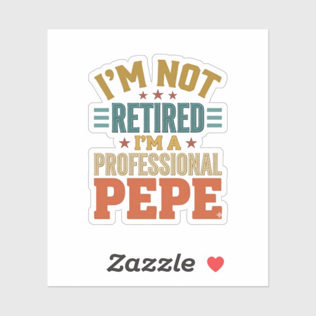 Sticker Retraite Professionnelle Pepe Typographie Vintage  (Feuille)