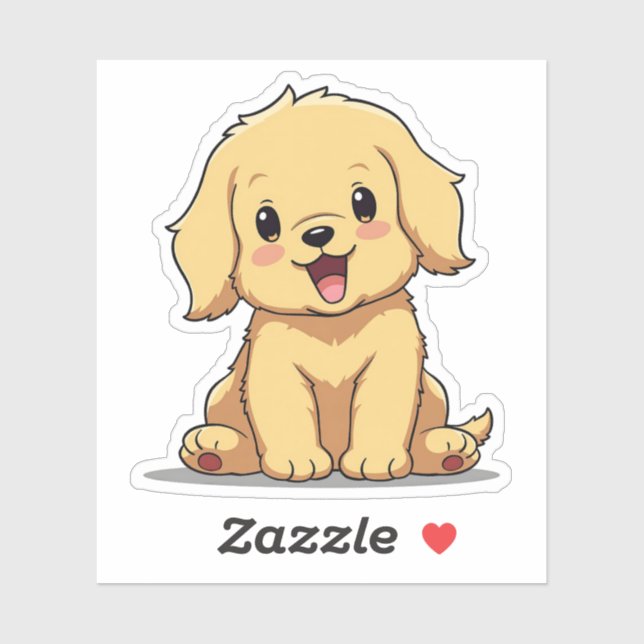 Sticker Retriever Doré, Charme Anime, Petit (Feuille)