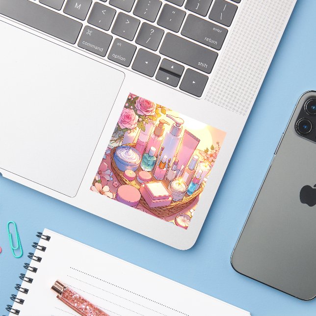 Sticker Retro 90s Soins de la peau Anime Esthétique (Ordinateur portable avec iPhone)