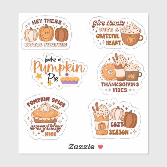 Sticker Retro Autumn Thansdonnant messages de célébration (Feuille)