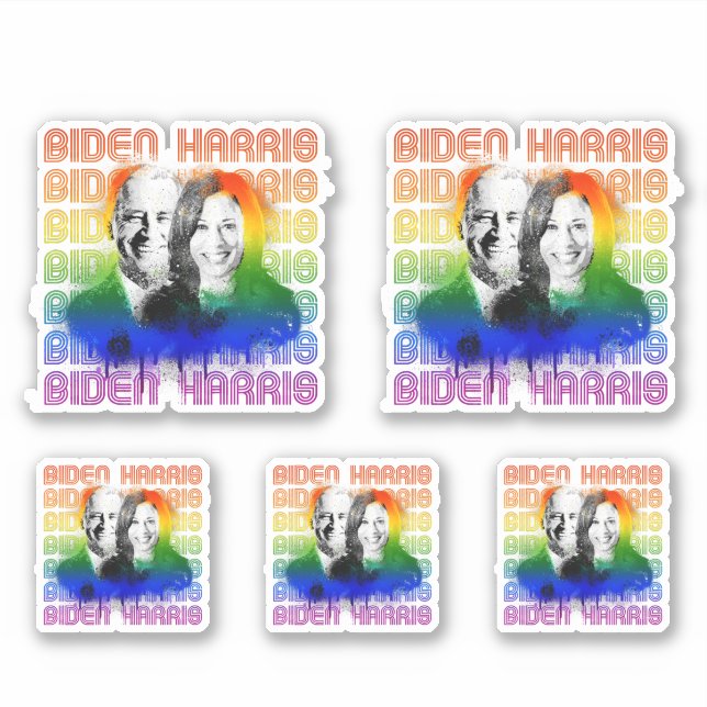 Sticker Retro Biden Harris Pride (Devant)