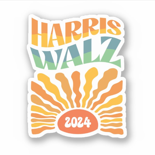 Sticker Retro Boho Harris Walz 2024 (Devant)