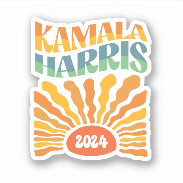 Sticker Retro Boho Kamala Harris 2024 (Devant)