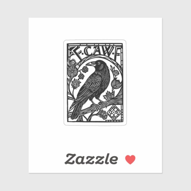 Sticker Retro F Caw F Crow Funny Saying Meme Design (Feuille)