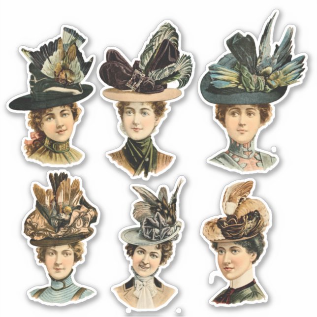 Sticker Rétro Femmes Face À Scrapbook (Devant)