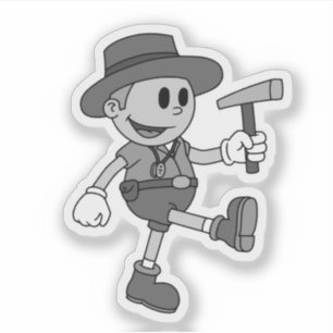 Sticker Retro géologue de dessin animé (noir et blanc) Vin