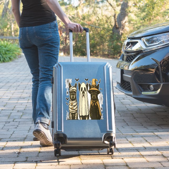 Sticker Retro Halloween Ghost French Bulldog Gothic Png (Valise Insitu)