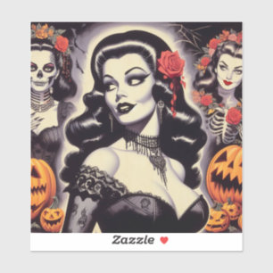 Sticker Retro Halloween Goth Pin-up