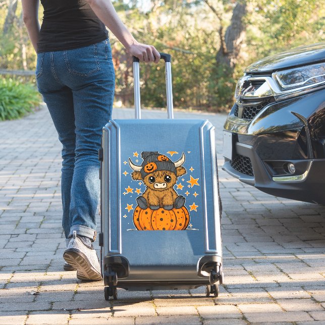 Sticker Retro Halloween Highland Cow (Valise Insitu)