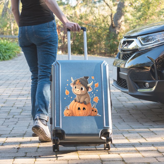 Sticker Retro Halloween Highland Cow 2 (Valise Insitu)