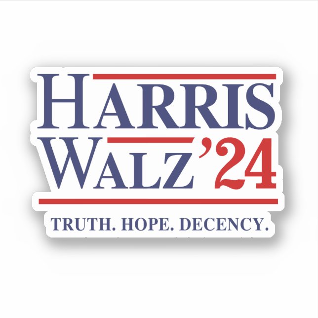 Sticker Retro Harris Walz '24 - Vérité Espoir Décence (Devant)