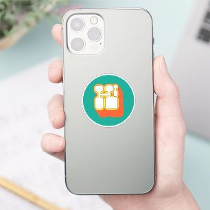Sticker Retro Hi Orange Turquoise
