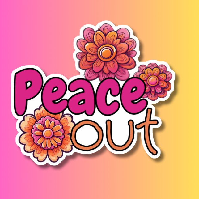 Sticker Retro Hippie Peace Out imperméable (Créateur téléchargé)