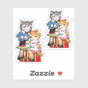 Sticker Rétro Kitties de la Saint-Valentin
