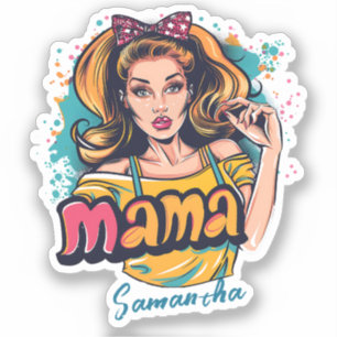 Sticker Retro Mama Pop Art (10) personnalisé