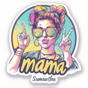 Sticker Retro Mama Pop Art (19) personnalisé