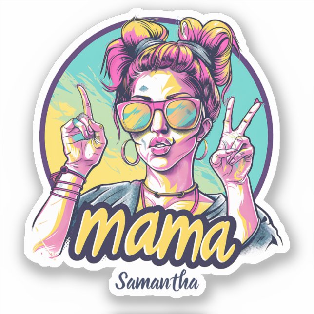 Sticker Retro Mama Pop Art (19) personnalisé (Recto)