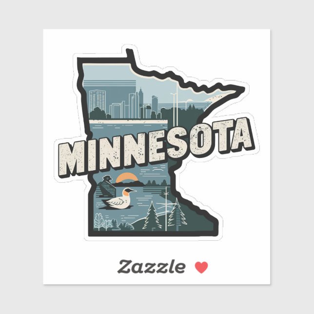 Sticker Retro Minnesota (Feuille)