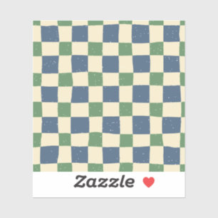 Sticker Rétro moderne en vichy bleu rose  motif